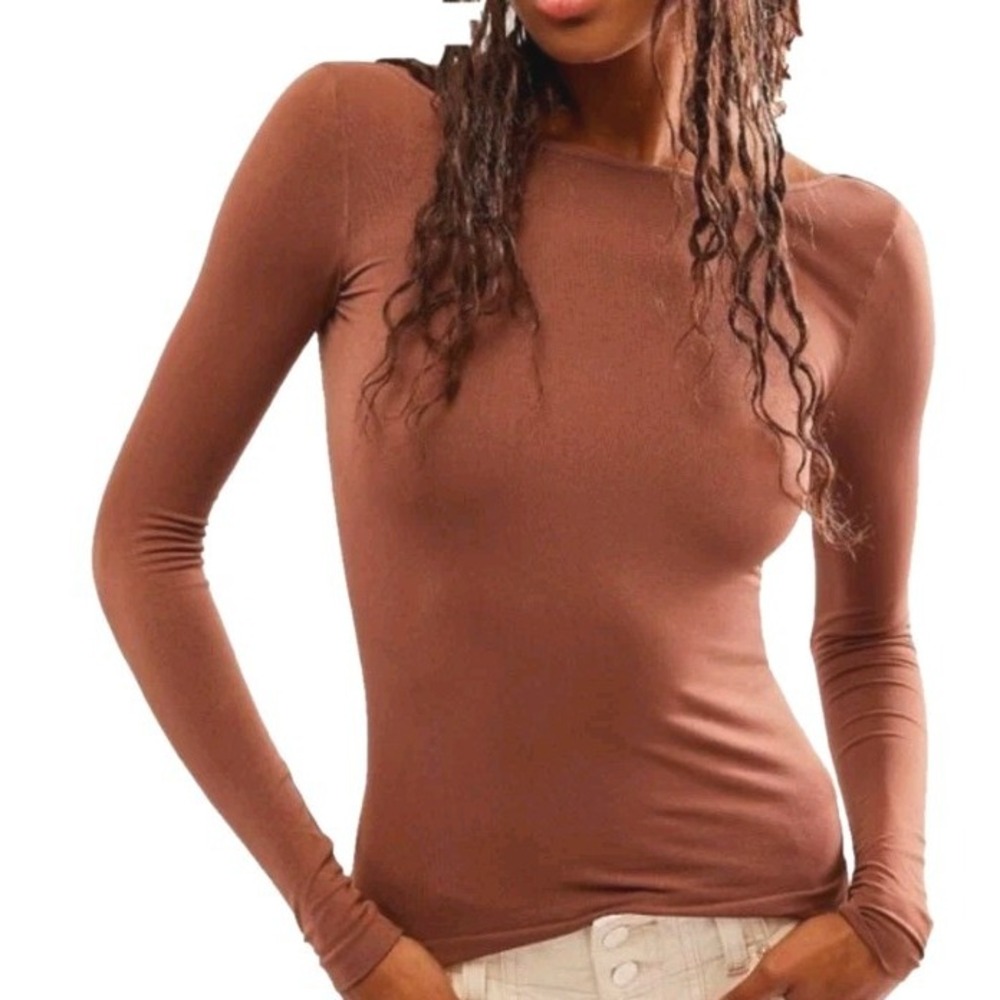 Free People Intimately‎ Open Back Long Sleeve Top – Withered Rose M/L Chic Sleek